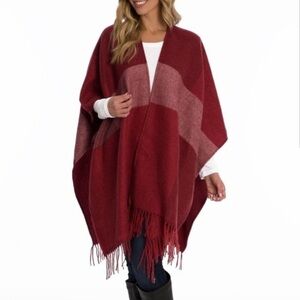 Woolrich Burgundy Blanket Wrap Poncho One Size